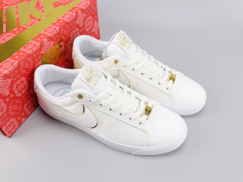 Women Nike SB Blazer Low CLOT 2020 White Gold Shoes - Click Image to Close